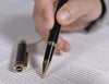 canoela Black Lacquer Rollerball Pen - Stunning Luxury Pen with 24K Gold Finish, Schmidt Ink Refill, Best Roller Ball Pen Gift Set for Men & Women, Professional, Executive Office, Nice Pens